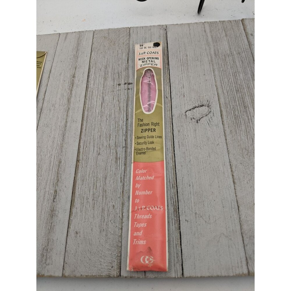 Vintage J&P Coats Neck Opening Metal Zipper 16" Dark Old Rose 158